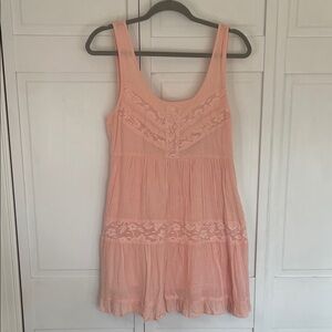 Rip Curl Flowy Peachy Pink Lace-Trim Mini Dress SzL